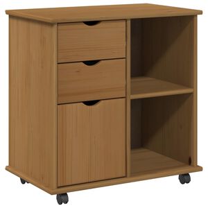 vidaXL Rolling Kast 63,5 x 39 x 65,5 cm Massief Vurenhout Honingbruin
