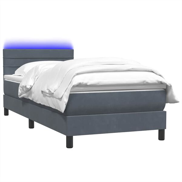 vidaXL Boxspring met matras en LED fluweel donkergrijs 80x220 cm