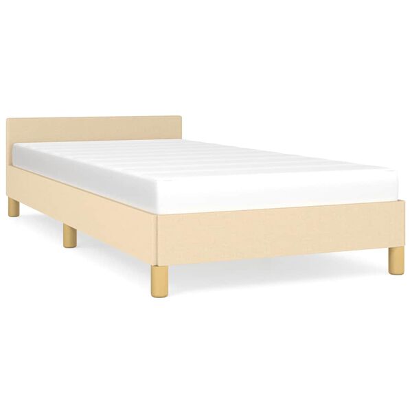 vidaXL Bedframe met hoofdeinde zonder matras 90x200 cm stof crème