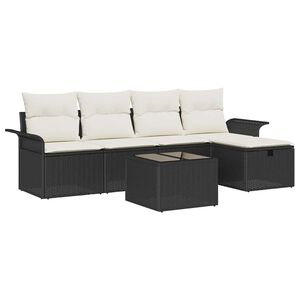 vidaXL Tuinbankenset 6 st Zwart en Cr&egrave;me poly rattan
