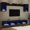 vidaXL TV Wand Eenheden met LED met LED 6 pcs Zwart Eiken Bewerkt hout