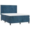 vidaXL Boxspring met matras fluweel donkerblauw 140x200 cm