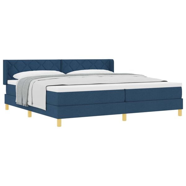 vidaXL Boxspringbed met matras Blauw 200 x 200 cm Polyester