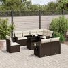 vidaXL 9-delige Loungeset met kussens poly rattan bruin