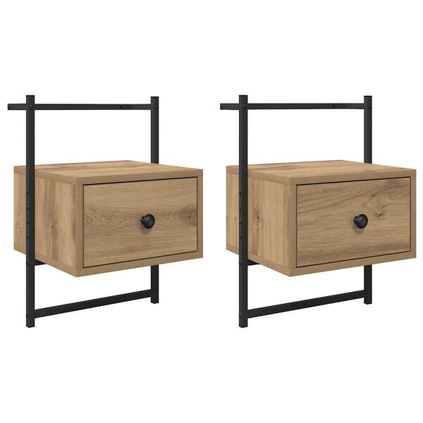 vidaXL Nachtkastje 2 pcs Artisan Eiken 35 x 30 x 51 cm Bewerkt hout