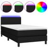 vidaXL Boxspring met matras en LED stof zwart 100x200 cm