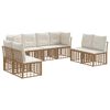 vidaXL Buiten bankenset met kussen 8 pcs Naturel Polyester