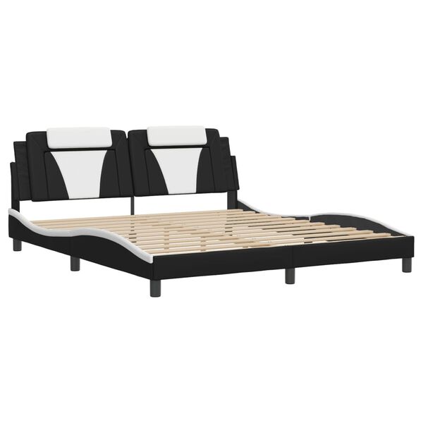 vidaXL Bedframe "Viana" zonder matras kunstleer zwart en wit 180x200 cm