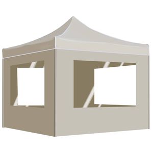 vidaXL Partytent inklapbaar met wanden 3x3 m aluminium cr&egrave;me