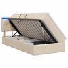 vidaXL LED Opslagbed met Matras Cr&egrave;mekleurig 90 x 200 cm Stof