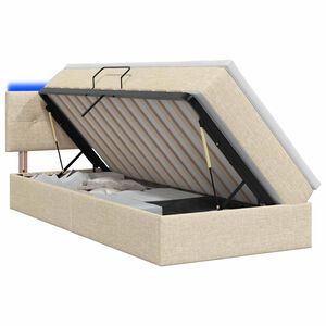 vidaXL LED Opslagbed met Matras Cr&egrave;mekleurig 90 x 200 cm Stof