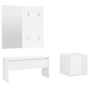vidaXL Garderobe set bewerkt hout hoogglans wit
