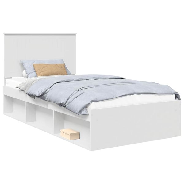 vidaXL Bedframe met hoofdeinde Wit 100 x 200 cm Massief grenenhout