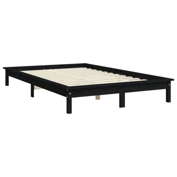 vidaXL Bedframe massief grenenhout zwart 140x190 cm