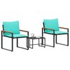 vidaXL Meubelsets met kussen 3 pcs Zwart en Turquoise Rattan