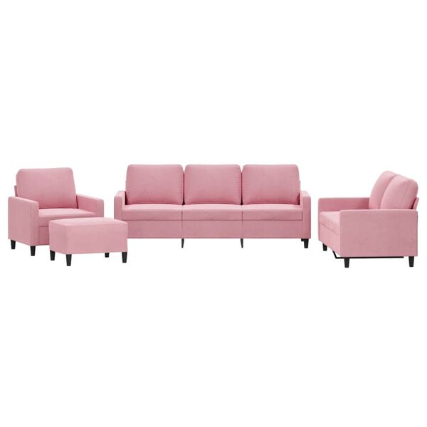 vidaXL 4-delige Loungeset met kussens fluweel roze