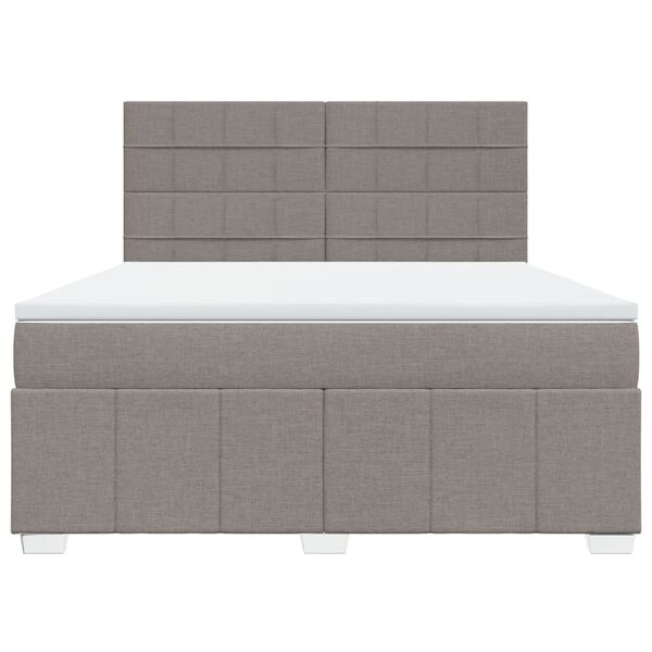 vidaXL Boxspring met matras stof taupe 180x200 cm