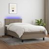 vidaXL Boxspring met matras en LED stof taupe 100x200 cm