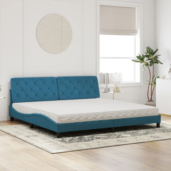 vidaXL Bed met matras fluweel blauw 200x200 cm