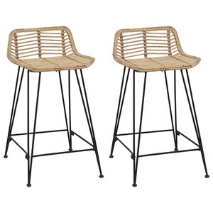 vidaXL Barkruk 2 st Naturel 44 x 45 x 76 cm Rattan en staal