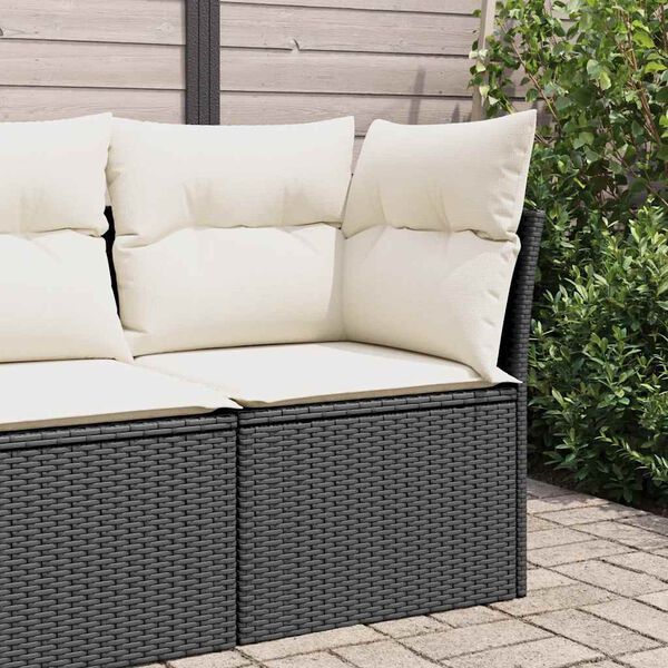 vidaXL Tuinhoekbank met kussens poly rattan zwart