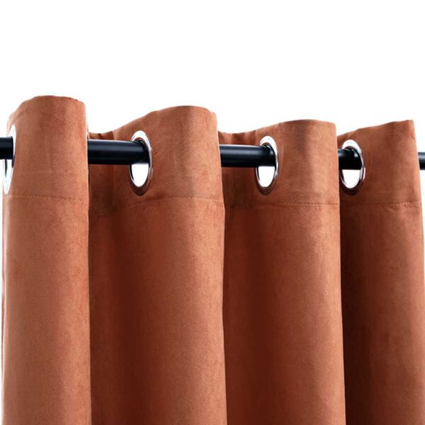 vidaXL Gordijnen verduisterend met ringen 2 st 140x175 cm roestkleurig