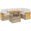 vidaXL 6-delige Loungeset met kussens poly rattan acacia beige