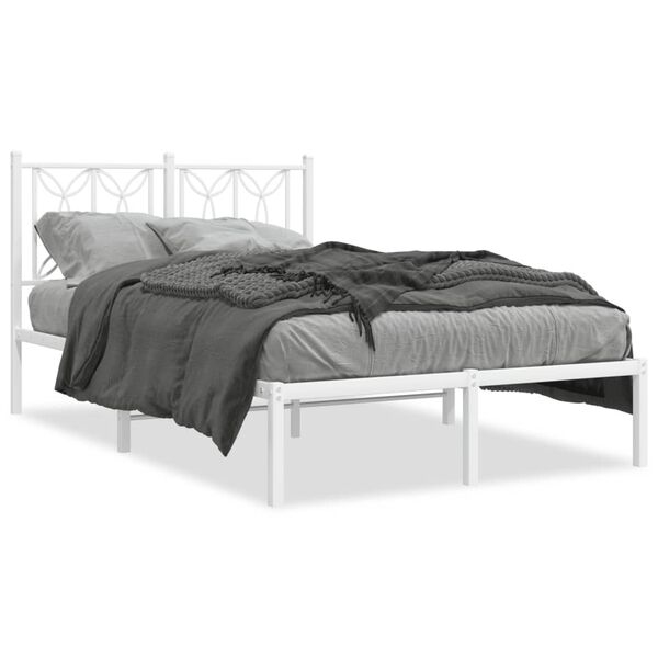 vidaXL Bedframe met hoofdbord metaal wit 120x190 cm