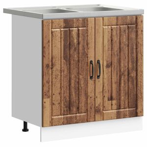 vidaXL Wastafel onderkast Lucca 2 st Oudhout Bewerkt hout