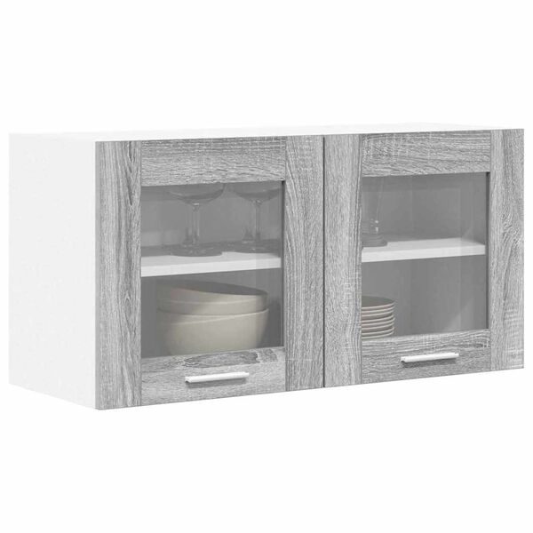 vidaXL Hangkast Grijs Sonoma en Wit 80 x 31 x 40 cm Bewerkt hout
