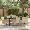 vidaXL Tuin eettafelset met kussen 7 pcs Beige poly rattan