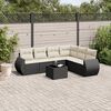 vidaXL 7-delige Loungeset met kussens poly rattan zwart