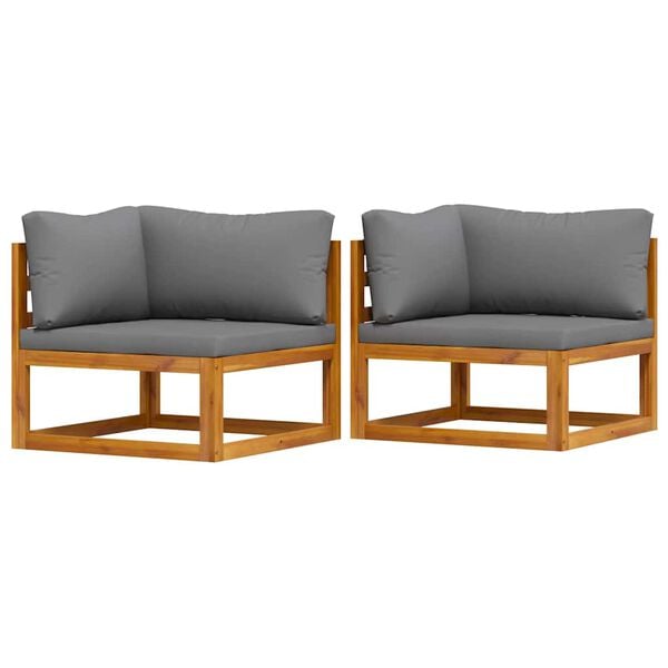 vidaXL Hoekbanken 2 st met kussens sectioneel donkergrijs