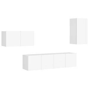 vidaXL 4-delige Tv-meubelset bewerkt hout wit