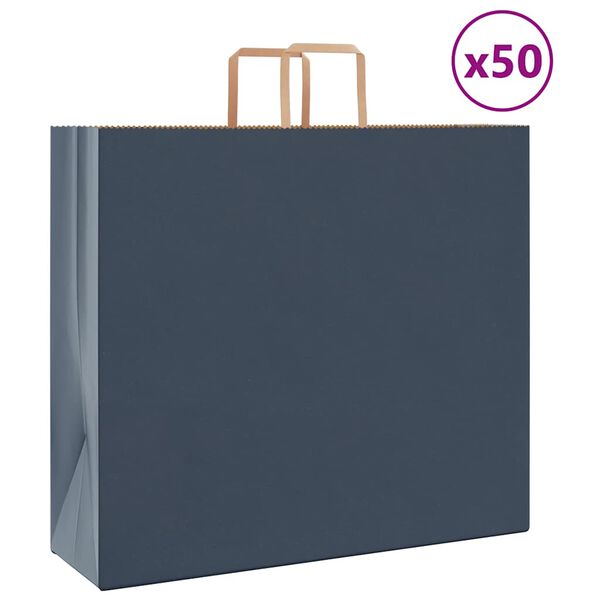 vidaXL Papieren zakken 50 st met hengsels 54x15x49 cm blauw