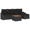vidaXL Tuin Sofa Set met kussen met opslag 6 pcs Zwart Poly riet