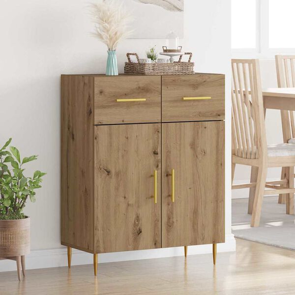 vidaXL Dressoir met lade Artisan Eiken 69,5 x 34 x 90 cm Bewerkt hout