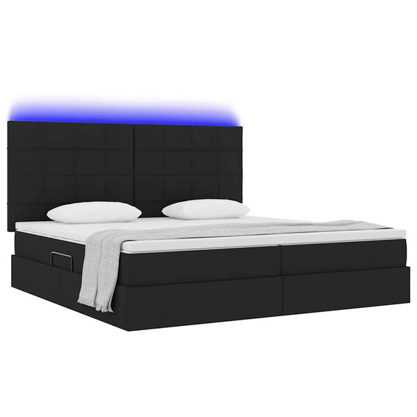 vidaXL Opbergbed met LED met matras Zwart 200 x 200 cm Polyester