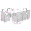vidaXL 9-delige Tuinset met kussens poly rattan beige
