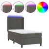 vidaXL Boxspring met matras en LED fluweel donkergrijs 100x200 cm