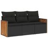 vidaXL 3-delige Loungeset met kussens poly rattan zwart