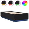 vidaXL Bedframe met LED-verlichting bewerkt hou zwart 100x200 cm