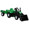 vidaXL Traptractor met aanhanger en graver groen en zwart