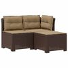 vidaXL 3-zits tuinbank met kussens in rattanlook PP Bruin