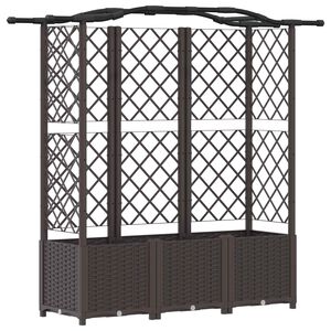 vidaXL Verhoogd Bed met Trellis en Dak Bruin 163 x 40 x 138 cm PP