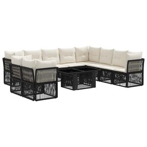 vidaXL Tuinbankenset 11 st Zwart 100 x 55 x 73 cm poly rattan