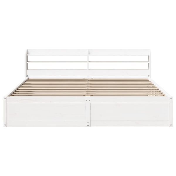 vidaXL Bedframe met hoofdbord massief grenenhout wit 180x200 cm