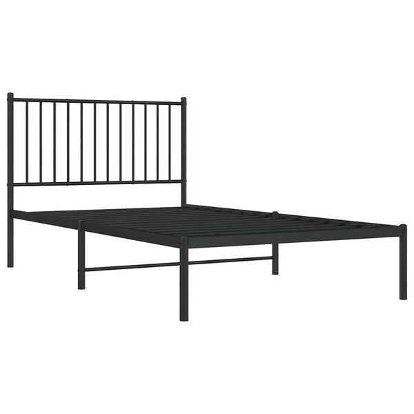 vidaXL Bedframe met hoofdbord metaal zwart 100x190 cm