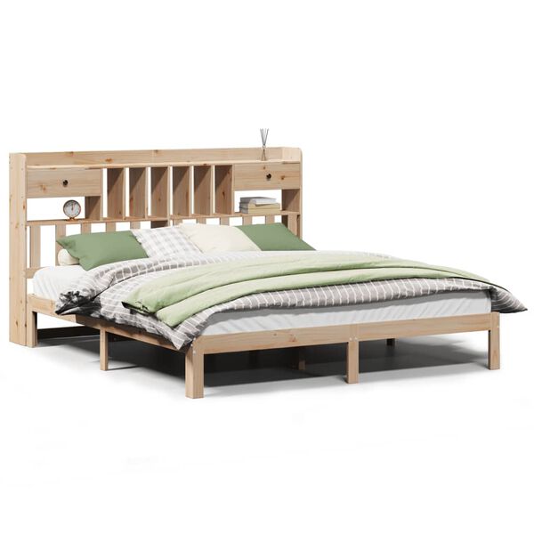 vidaXL Bed met boekenkast zonder matras massief grenenhout 180x200 cm
