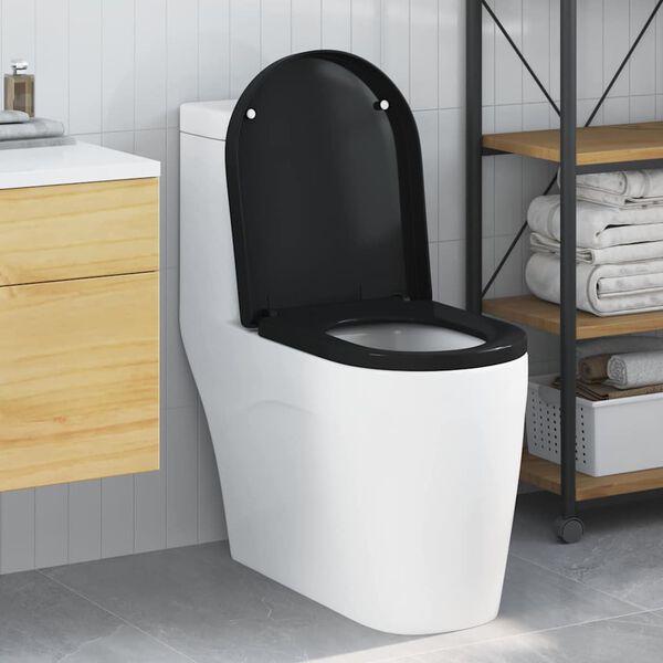 vidaXL Toiletzitting Zwart 48 x 36,5 x 4,5 cm Polypropyleen